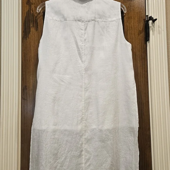 THIS IS IT! CHICO'S White Linen Unique Tunic With Under Shirt/Slit Sides-Size 1 - Picture 7 of 10